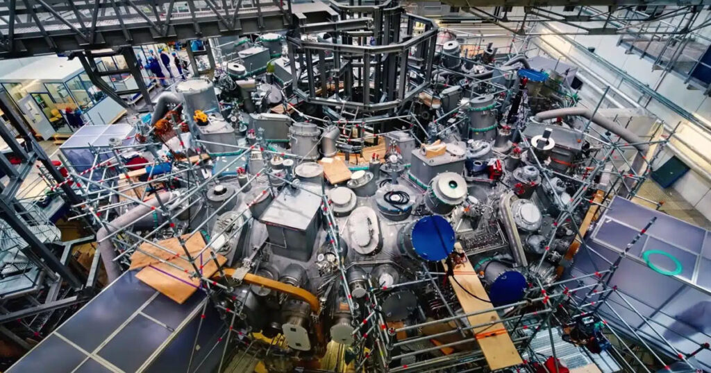 Overhead view of a Type One Energy fusion reactor research facility.