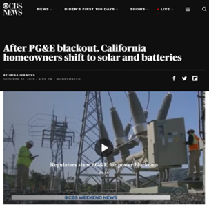 California homeowners turn to solar energy following a PG&E blackout.