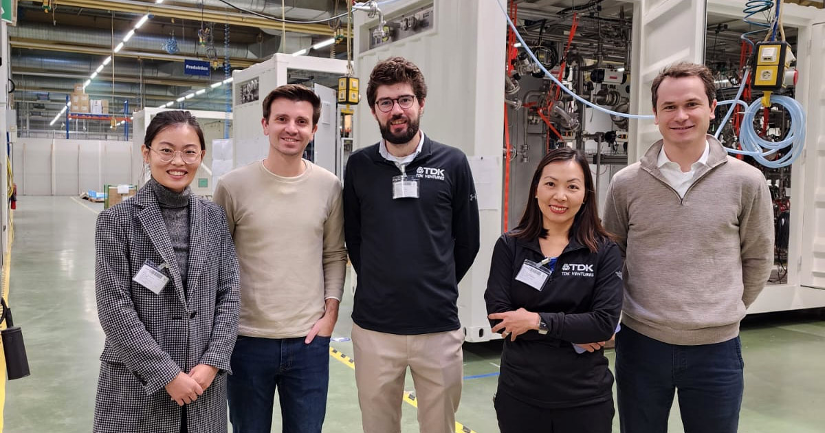 TDK Ventures and Ineratec teams posing during a factory site visit.